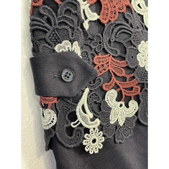 Tory Burch Womens 6 Shirt Dress Guipure Lace Floral Bittersweet Navy Elegant NEW - Picture 4 of 16